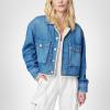 [BLANKNYC] womens Luxury Clothing Cropped Denim Jacket With Sherpa Lining Detail, Comfortable & Stylish Coat(Crash Course)