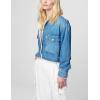 [BLANKNYC] womens Luxury Clothing Cropped Denim Jacket With Sherpa Lining Detail, Comfortable & Stylish Coat(Crash Course)