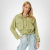 [BLANKNYC] womens Luxury Clothing Linen Utility Jacket, Comfortable & Stylish Coat(Green Light)