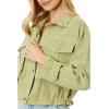 [BLANKNYC] womens Luxury Clothing Linen Utility Jacket, Comfortable & Stylish Coat(Green Light)