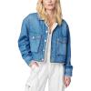 [BLANKNYC] womens Luxury Clothing Cropped Denim Jacket With Sherpa Lining Detail, Comfortable & Stylish Coat(Crash Course)