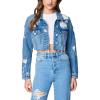 [BLANKNYC] womens Luxury Clothing Cropped and Distressed Denim Trucker Jackets, Comfortable & Stylish Coats(Cruise Control)