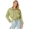 [BLANKNYC] womens Luxury Clothing Linen Utility Jacket, Comfortable & Stylish Coat(Green Light)