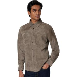 [BLANKNYC] Mens Luxury Clothing Suede Shirt Jacket, Comfortable & Stylish Shacket(Grey)