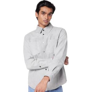 [BLANKNYC] Mens Luxury Clothing Suede Shirt Jacket, Comfortable & Stylish Shacket(Ice Grey)