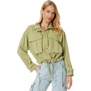 [BLANKNYC] womens Luxury Clothing Linen Utility Jacket, Comfortable & Stylish Coat(Green Light)