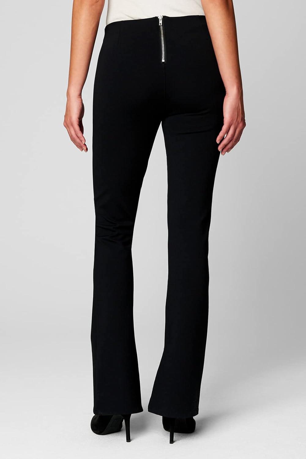 image:imageBLANKNYC Womens Black Ponte Mini Boot Cut Pant with Front Zipper Detail Stylish Leggings amp Designer ClothingBlack
