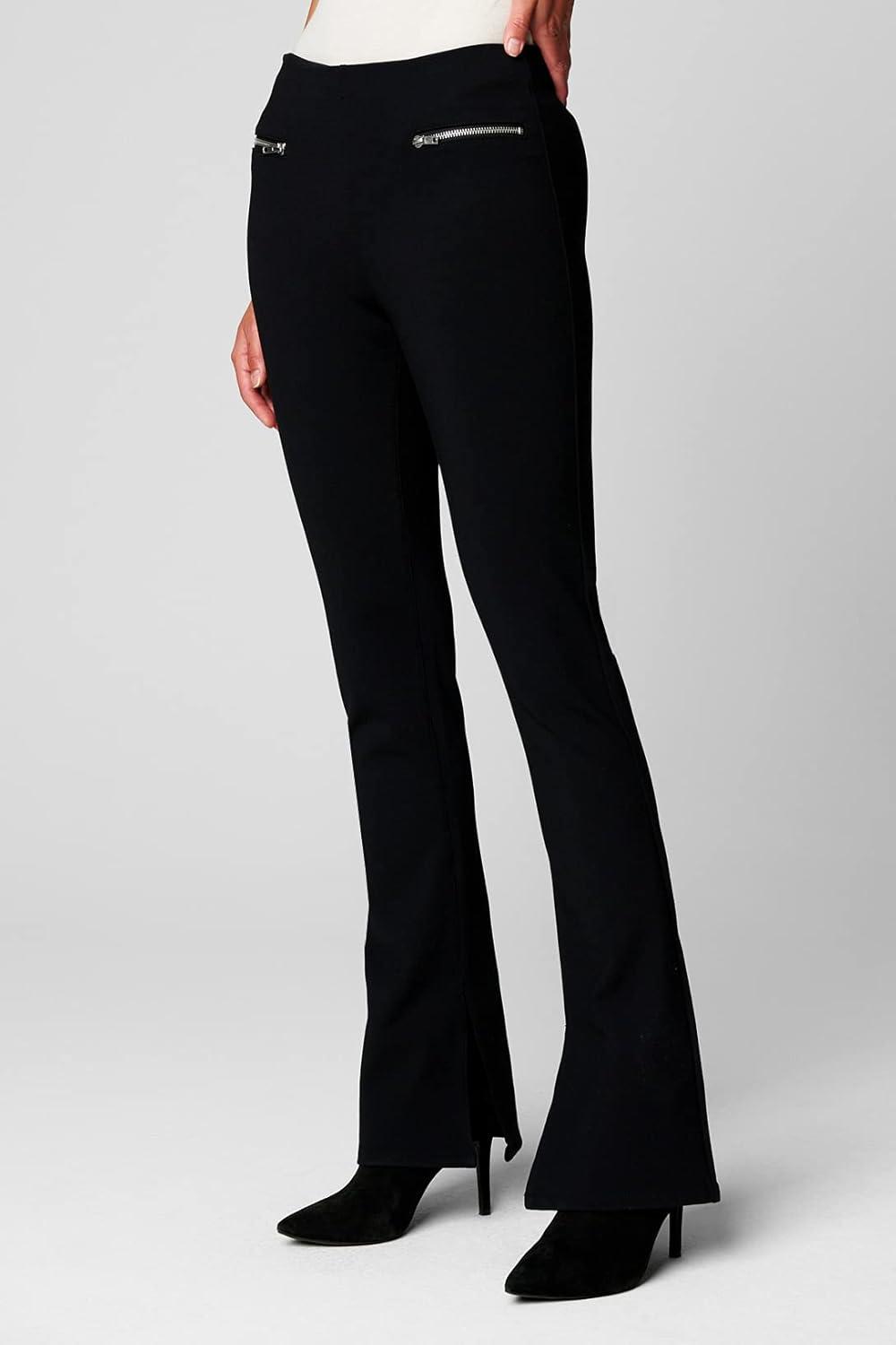 image:imageBLANKNYC Womens Black Ponte Mini Boot Cut Pant with Front Zipper Detail Stylish Leggings amp Designer ClothingBlack