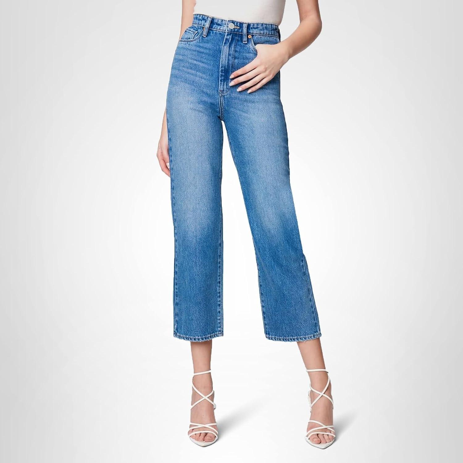image:imageBLANKNYC Womens Medium Wash Five Pocket High Straight Leg Jeans Stylish amp Comfortable PantsOn Ocean Time