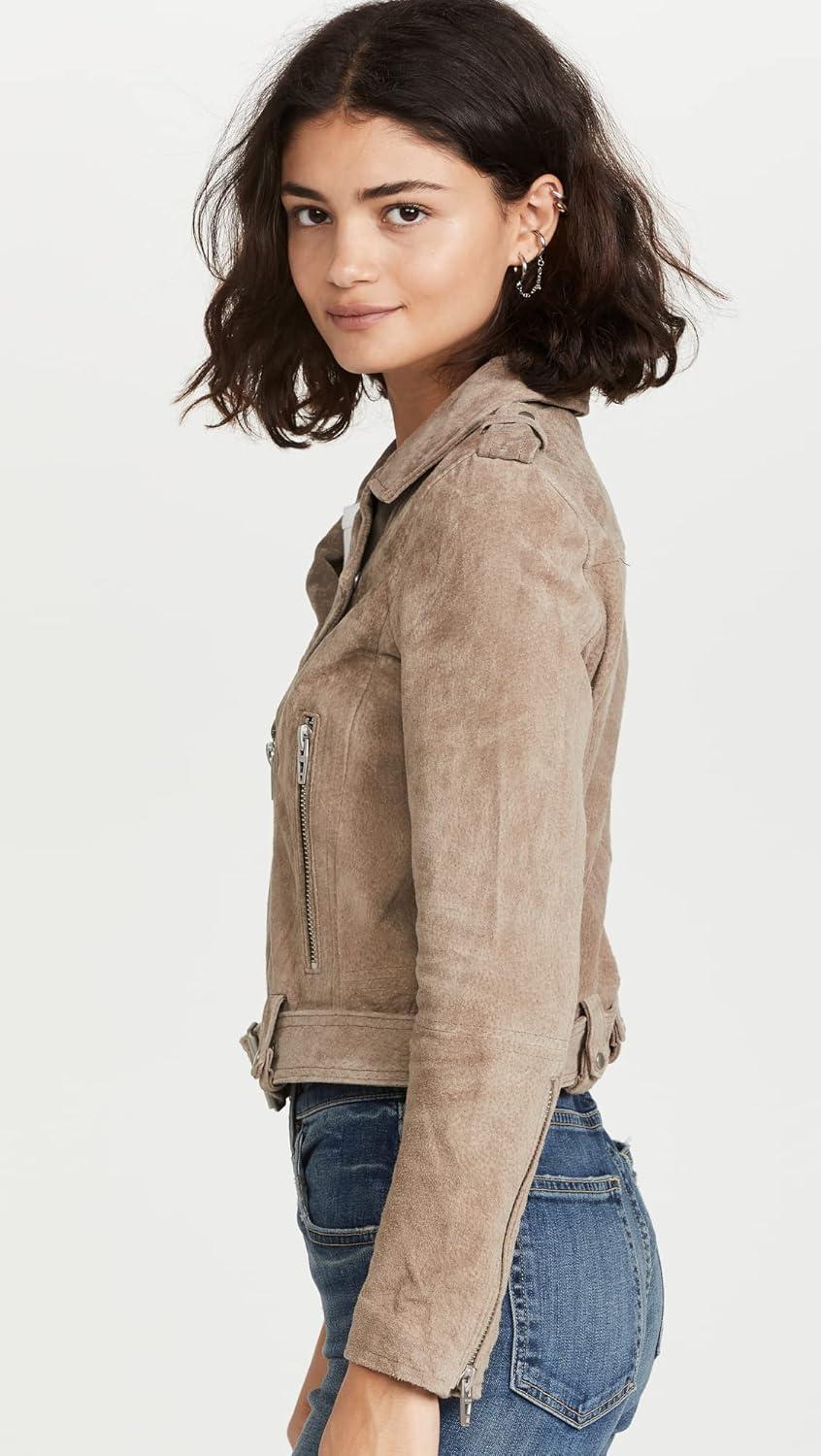 image:imageBLANKNYC womens Luxury Clothing Cropped Suede Leather Motorcycle Jackets Comfortable amp Stylish CoatsSand Stoner