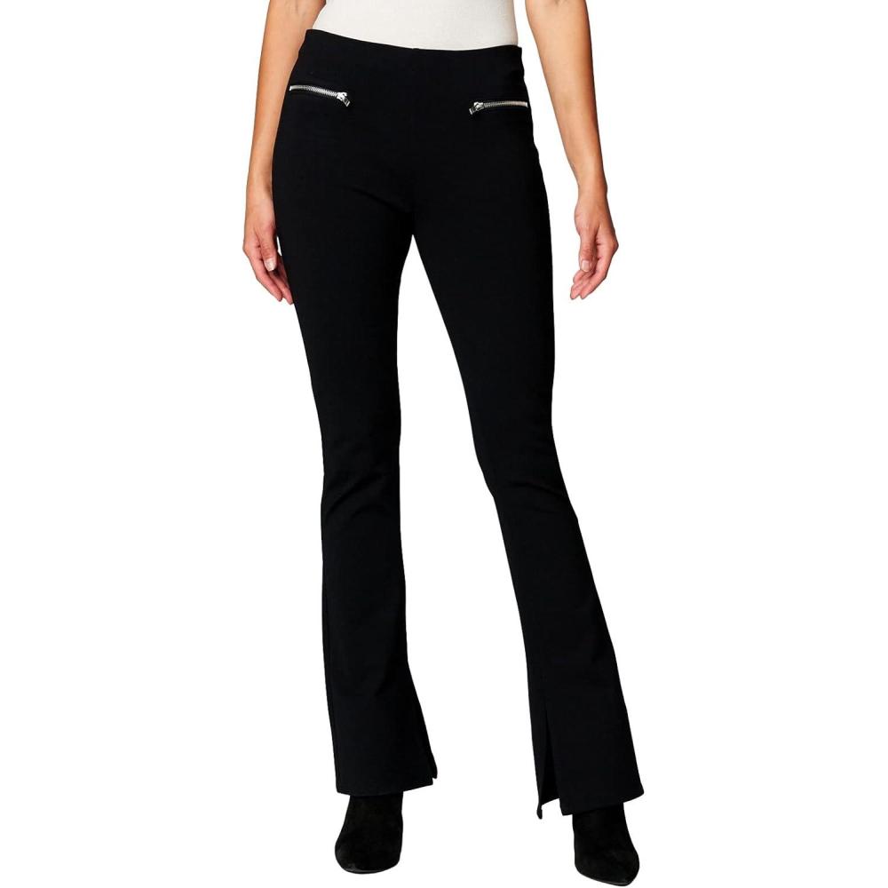 image:imageBLANKNYC Womens Black Ponte Mini Boot Cut Pant with Front Zipper Detail Stylish Leggings amp Designer ClothingBlack