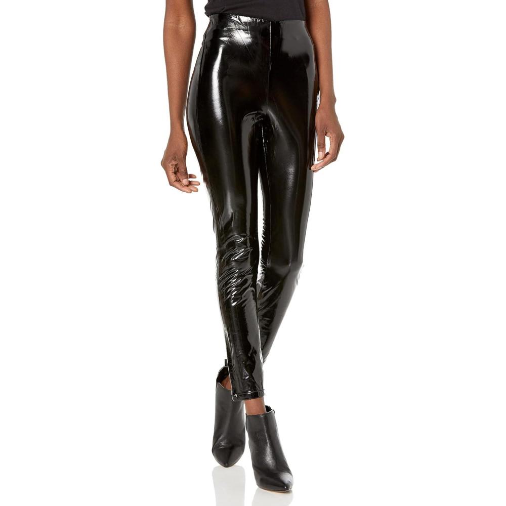 image:imageBLANKNYC Womens Luxury Clothing Shiny Black Vinyl Pull On Leggings Comfortable amp Stylish PantsBanger