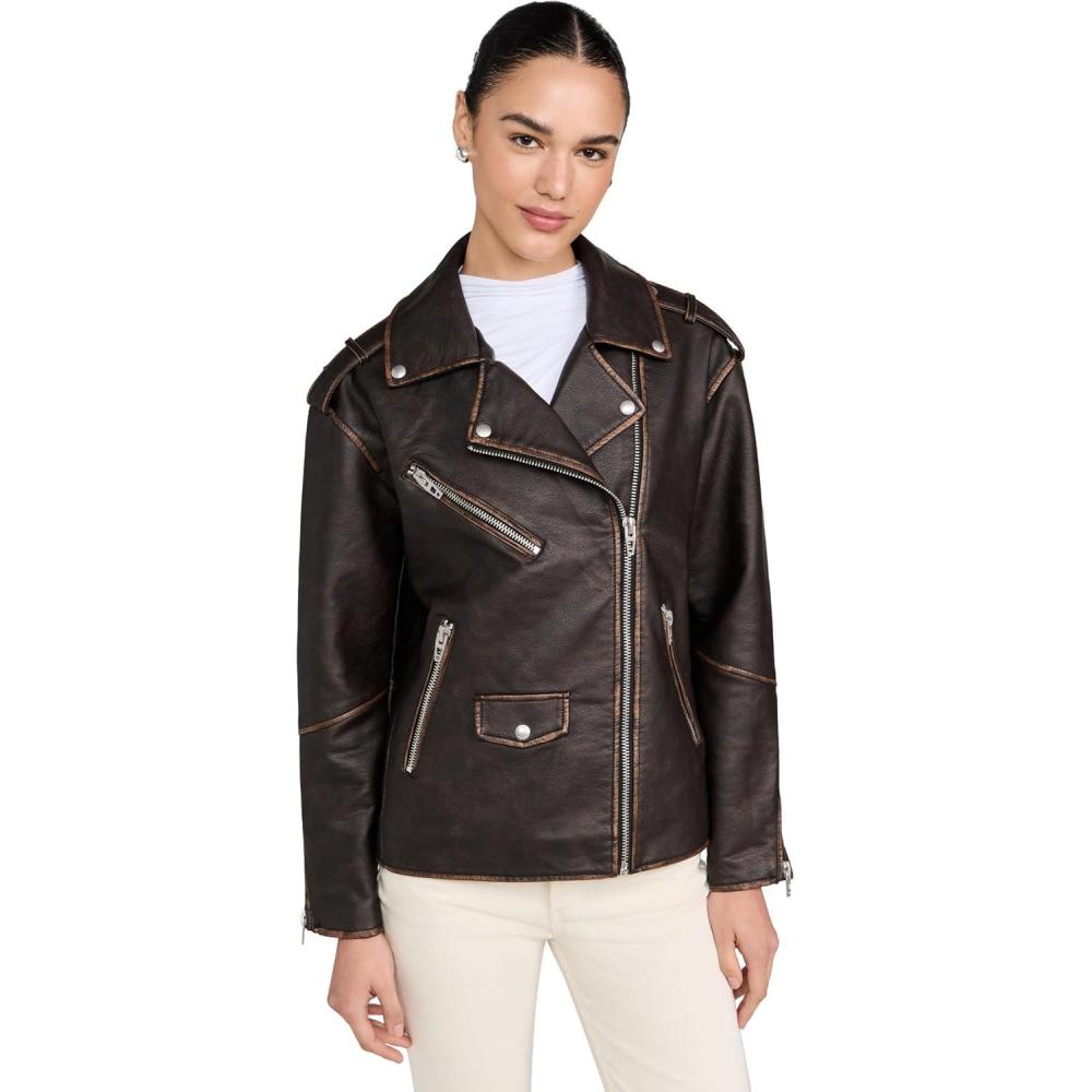 image:imageBLANKNYC Womens Vegan Leather Moto JacketBrown