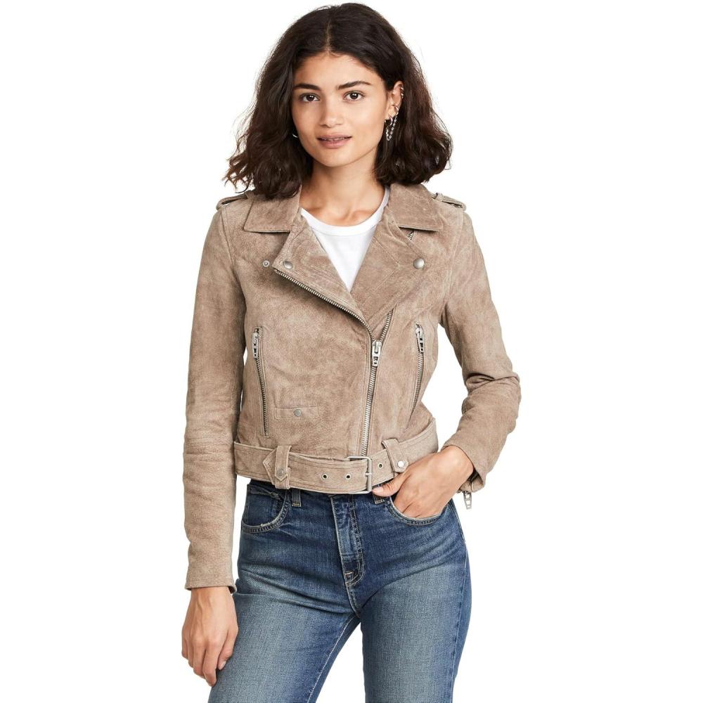 image:imageBLANKNYC womens Luxury Clothing Cropped Suede Leather Motorcycle Jackets Comfortable amp Stylish CoatsSand Stoner