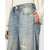 [BLANKNYC] Womens French Terry Distressed Printed Denim Jogger, Comfortable & Stylish Pants(Blue)