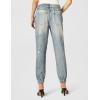 [BLANKNYC] Womens French Terry Distressed Printed Denim Jogger, Comfortable & Stylish Pants(Blue)