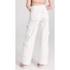 [BLANKNYC] Womens Luxury Clothing Rib Cage Wide Leg Oversized Cargo Pants, Comfortable & Stylish(Creamy Scoop)
