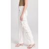 [BLANKNYC] Womens Luxury Clothing Rib Cage Wide Leg Oversized Cargo Pants, Comfortable & Stylish(Creamy Scoop)