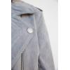 [BLANKNYC] womens Luxury Clothing Cropped Suede Leather Motorcycle Jackets, Comfortable & Stylish Coats(Cloud Grey)