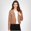 [BLANKNYC] womens Luxury Clothing Cropped Suede Leather Motorcycle Jackets, Comfortable & Stylish Coats(Coffee Bean)