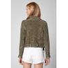[BLANKNYC] womens Luxury Clothing Cropped Suede Leather Motorcycle Jackets, Comfortable & Stylish Coats(Herb)