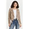 [BLANKNYC] womens Luxury Clothing Cropped Suede Leather Motorcycle Jackets, Comfortable & Stylish Coats(Sand Stoner)