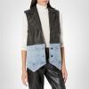 [BLANKNYC] womens Vegan Leather and Denim Oversized Vest(Black)