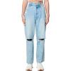 [BLANKNYC] Womens Luxury Clothing Straight Leg Denim Jean with Rips at Knee Overlap Waistband, Comfortable & Stylish Pant(Party Everyday)