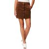 [BLANKNYC] Womens Real Suede Snap Front Mini Skirt with Pocket Detail, Stylish & Trendy Leather Miniskirt(Brown)