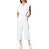 [BLANKNYC] womens Sleeveless Belted White Denim Jumpsuit, Stylish & Designer ClothingJumpsuit(Head in the Clouds)