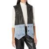 [BLANKNYC] womens Vegan Leather and Denim Oversized Vest(Black)