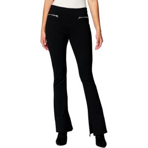 [BLANKNYC] Womens Black Ponte Mini Boot Cut Pant with Front Zipper Detail, Stylish Leggings & Designer Clothing(Black)