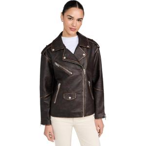[BLANKNYC] Womens Vegan Leather Moto Jacket(Brown)