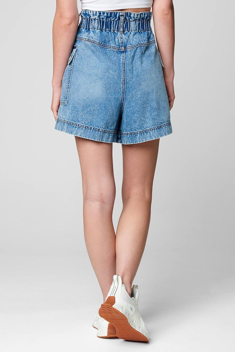 image:imageBLANKNYC Womens Your Song High Waisted Denim Cargo ShortsYour Song