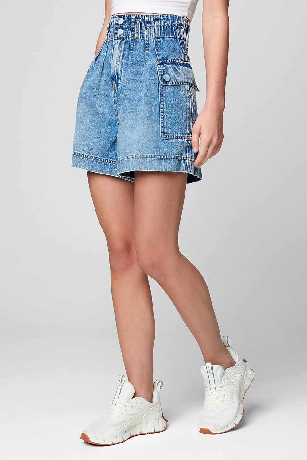 image:imageBLANKNYC Womens Your Song High Waisted Denim Cargo ShortsYour Song