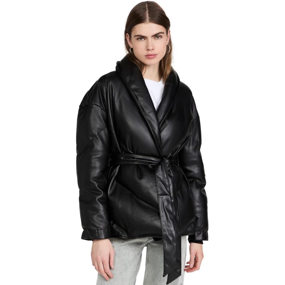 image:imageBLANKNYC womens Black Vegan Leather Puffer Belted JacketThe Love Doctor