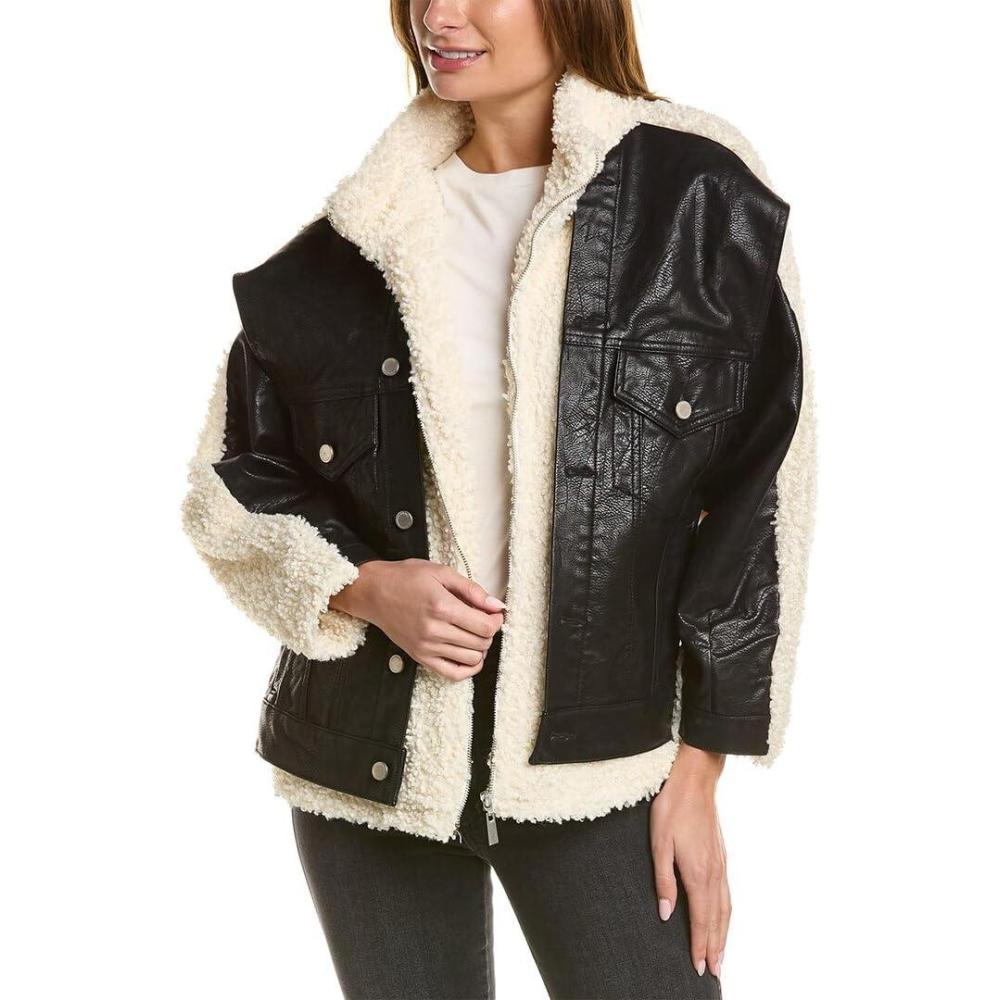image:imageBLANKNYC womens Luxury Clothing Sherpa Vegan Leather Trucker Jacket Comfortable amp Stylish CoatMulti