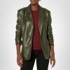 [BLANKNYC] Women’s Faux Leather Blazer(Green)