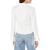 [BLANKNYC] Womens Luxury Clothing Lace Up Bell Sleeve Shirt, Comfortable & Stylish(Skim Milk)