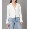 [BLANKNYC] Womens Luxury Clothing Lace Up Bell Sleeve Shirt, Comfortable & Stylish(Skim Milk)