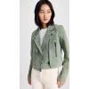[BLANKNYC] Womens Luxury Clothing Real Suede Moto Jacket With Black Zipper Details, Comfortable & Stylish Coat(Basil)