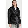 [BLANKNYC] womens Black Vegan Leather Puffer Belted Jacket(The Love Doctor)