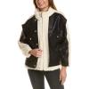[BLANKNYC] womens Luxury Clothing Sherpa Vegan Leather Trucker Jacket, Comfortable & Stylish Coat(Multi)