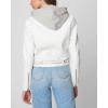 [BLANKNYC] womens White Vegan Leather Hooded Moto Jacket With Zipper Pockets and Self Belt, Stylish Coat & Designer Clothing(Fresh Start)