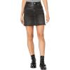 [BLANKNYC] Womens Vegan Leather & Denim High Rise Mini Skirt with Raw Hem FinishSkirt(Twist of Fate)