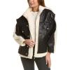 [BLANKNYC] womens Luxury Clothing Sherpa Vegan Leather Trucker Jacket, Comfortable & Stylish Coat(Multi)