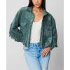 [BLANKNYC] Women’s Hot Cocoa Faux Suede Fringe Jacket(Olive Branch)