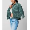 [BLANKNYC] Women’s Hot Cocoa Faux Suede Fringe Jacket(Olive Branch)