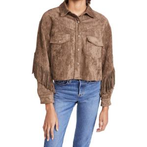[BLANKNYC] Women’s Hot Cocoa Faux Suede Fringe Jacket(Hot Cocoa)