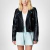 [BLANKNYC] womens Luxury Clothing Vegan Leather Moto Jacket With Zipper Pocket Detail, Comfortable & Stylish Coat(First Ever)